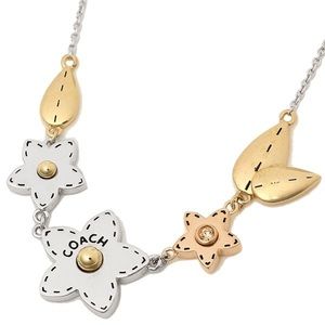Coach necklace gold rose silver flower star gift